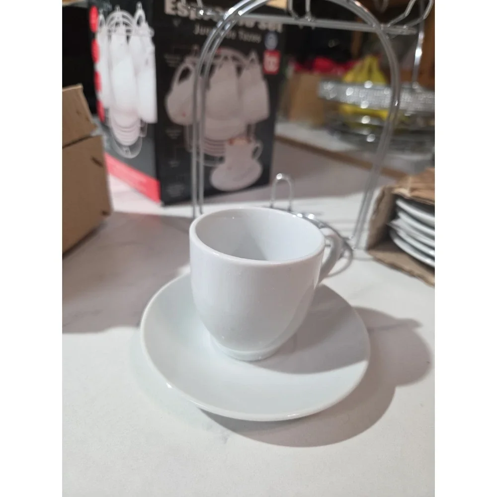 BC Service For 6 Espresso Set. Cups, Saucers, And Display/Storage Stand. 4oz...